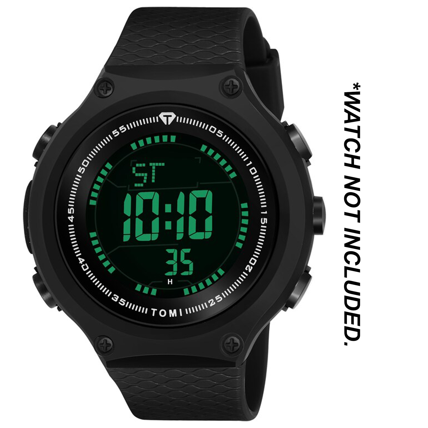 DBLACK [TODS1] 20MM RUBBER WATCH BAND // COMPATIBLE FOR TOMI DIGITAL WATCH (STRAP ONLY)