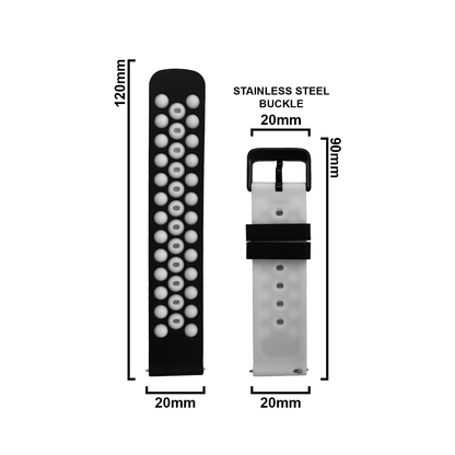 DBLACK [BUBBLE] DUAL-COLOR, SILICONE WATCH STRAP // FOR 20MM, 22MM (CHOOSE YOUR SIZE & COLOR)