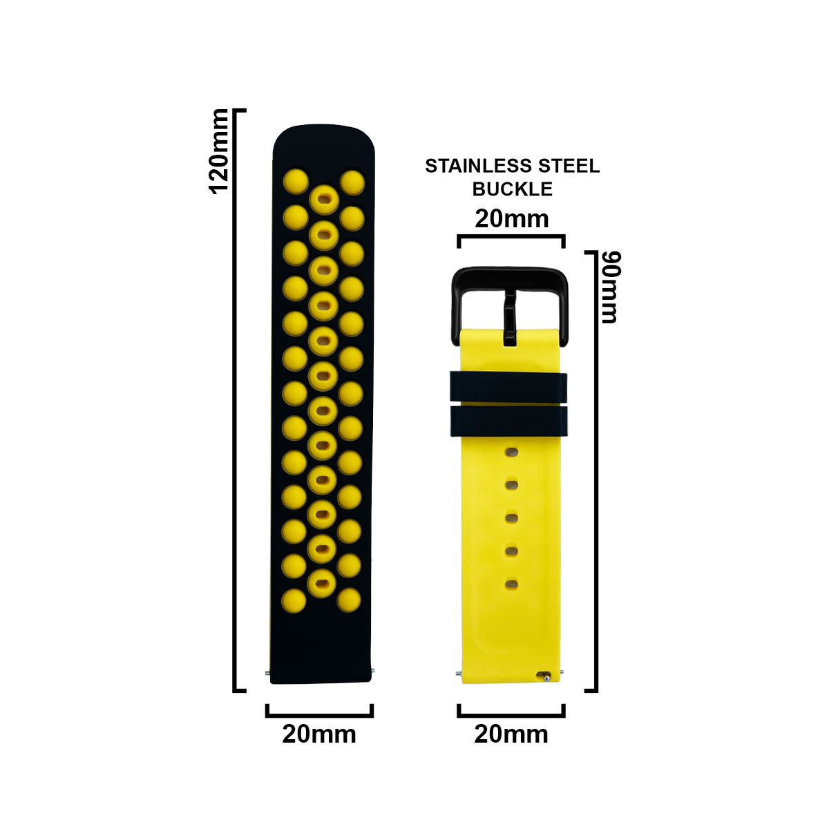DBLACK [BUBBLE] DUAL-COLOR, SILICONE WATCH STRAP // FOR 20MM, 22MM (CHOOSE YOUR SIZE & COLOR)