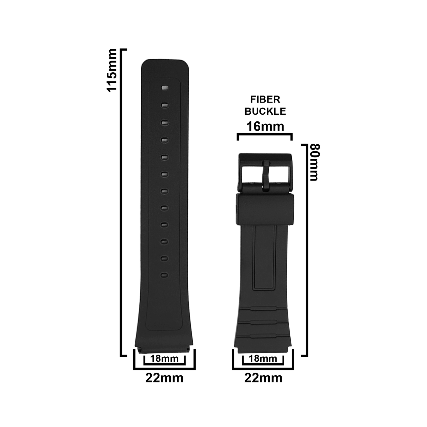 DBLACK [CDS1] WATCH STRAP, FOR "CASIO" F-91W WATCHES