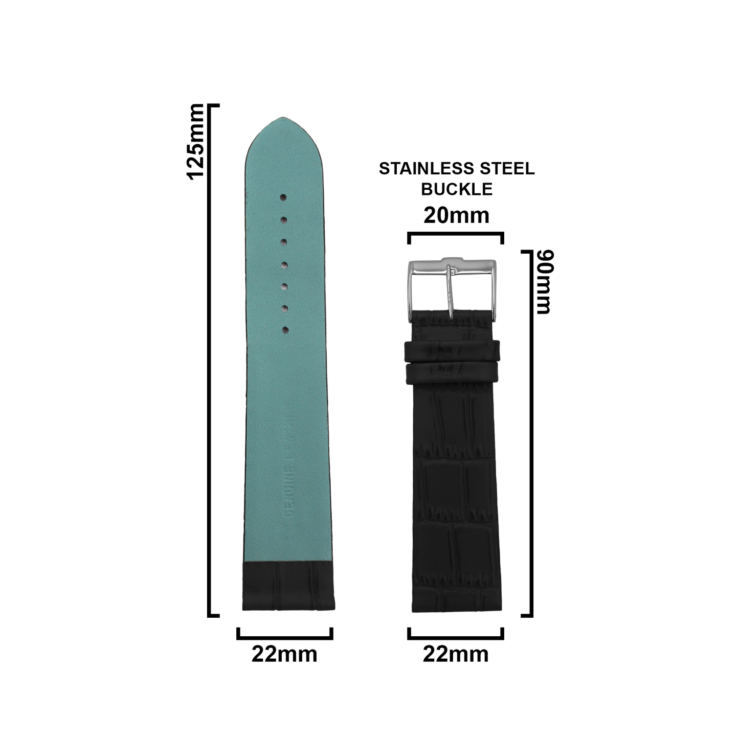 DBLACK [TTNEDS-02] BOAT TIP w/ CROCO DESIGN - LEATHER WATCH STRAP // PERFECT FOR "TITAN EDGE SLIM” WATCHES