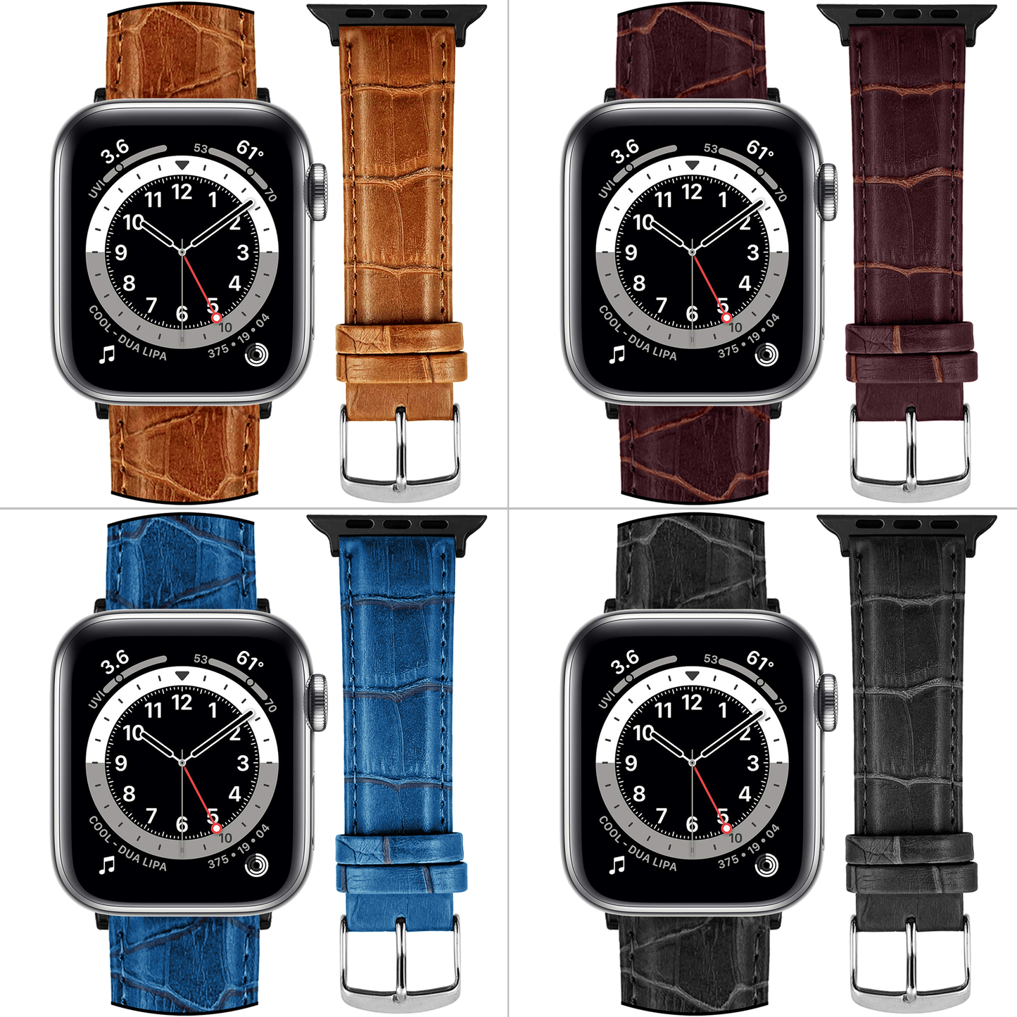 DBLACK [SAND] BAMBOO DESIGN, LEATHER WATCH STRAP // DESIGNED FOR "APPLE" SMARTWATCHES