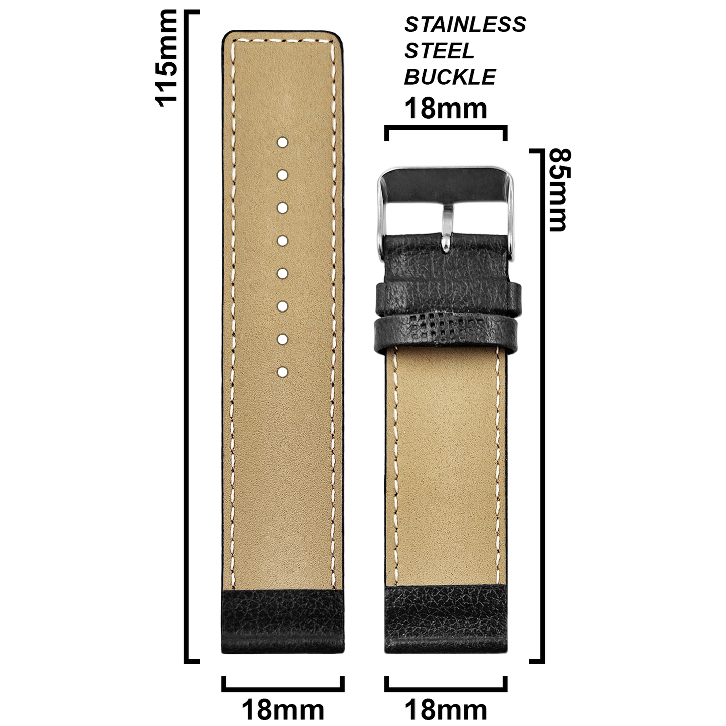 DBLACK [ATOR] PEBBLE DESIGN, THIN LEATHER STRAP