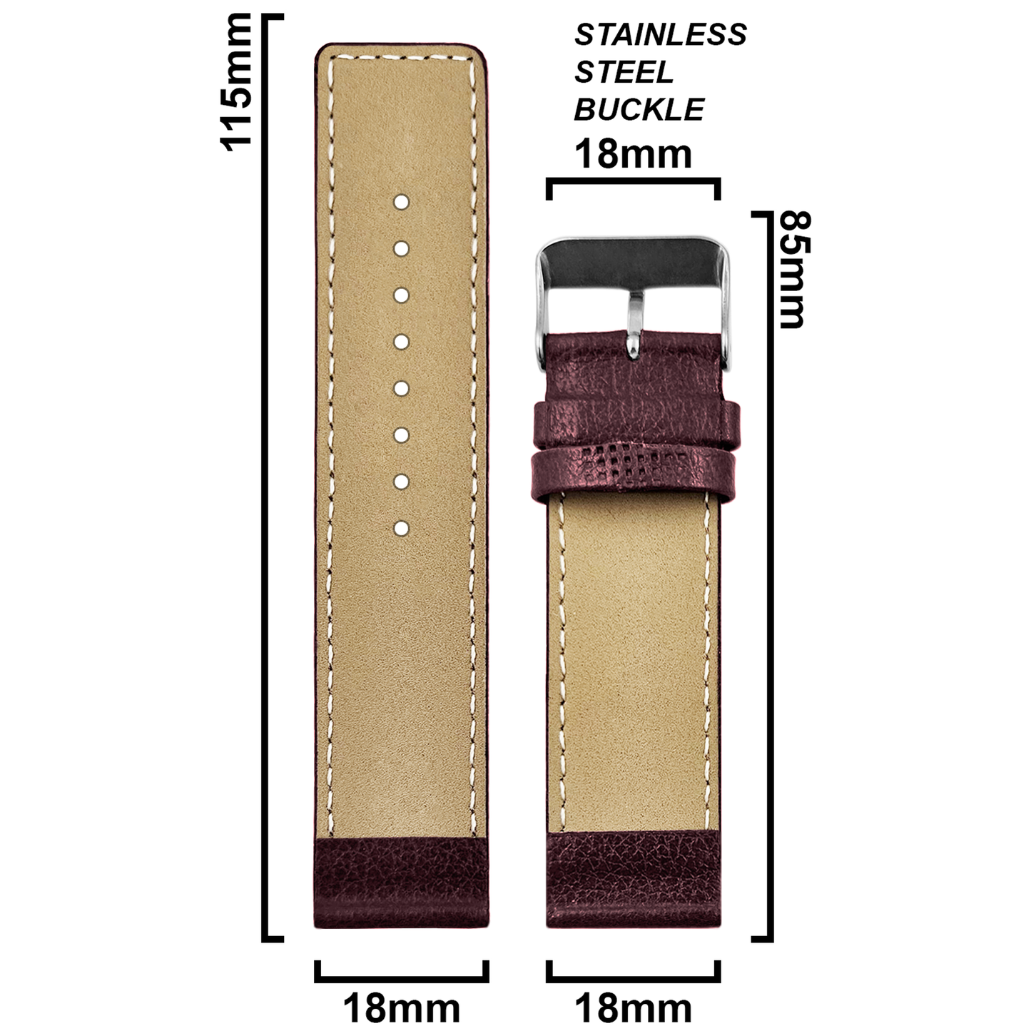 DBLACK [ATOR] PEBBLE DESIGN, THIN LEATHER STRAP