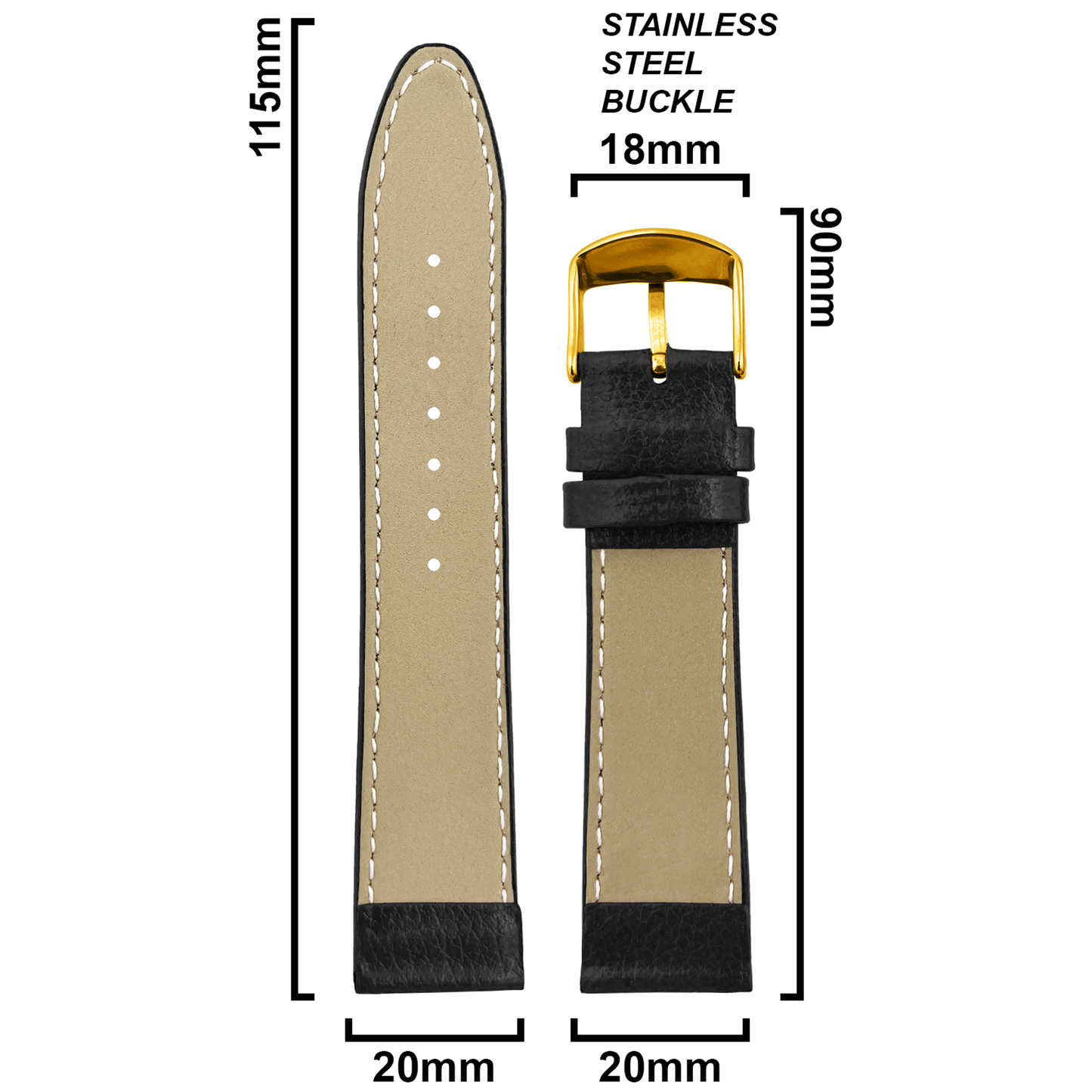 DBLACK [BLIKING] PEBBLE DESIGN, THIN LEATHER STRAP