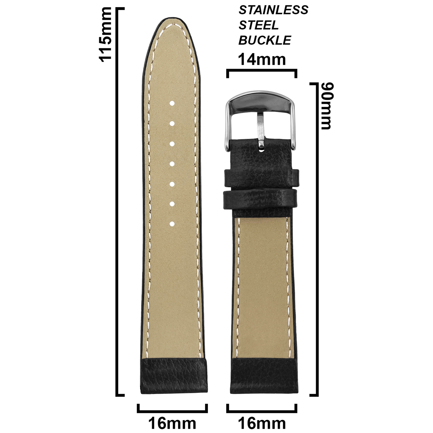 DBLACK [BLIKING] PEBBLE DESIGN, THIN LEATHER STRAP