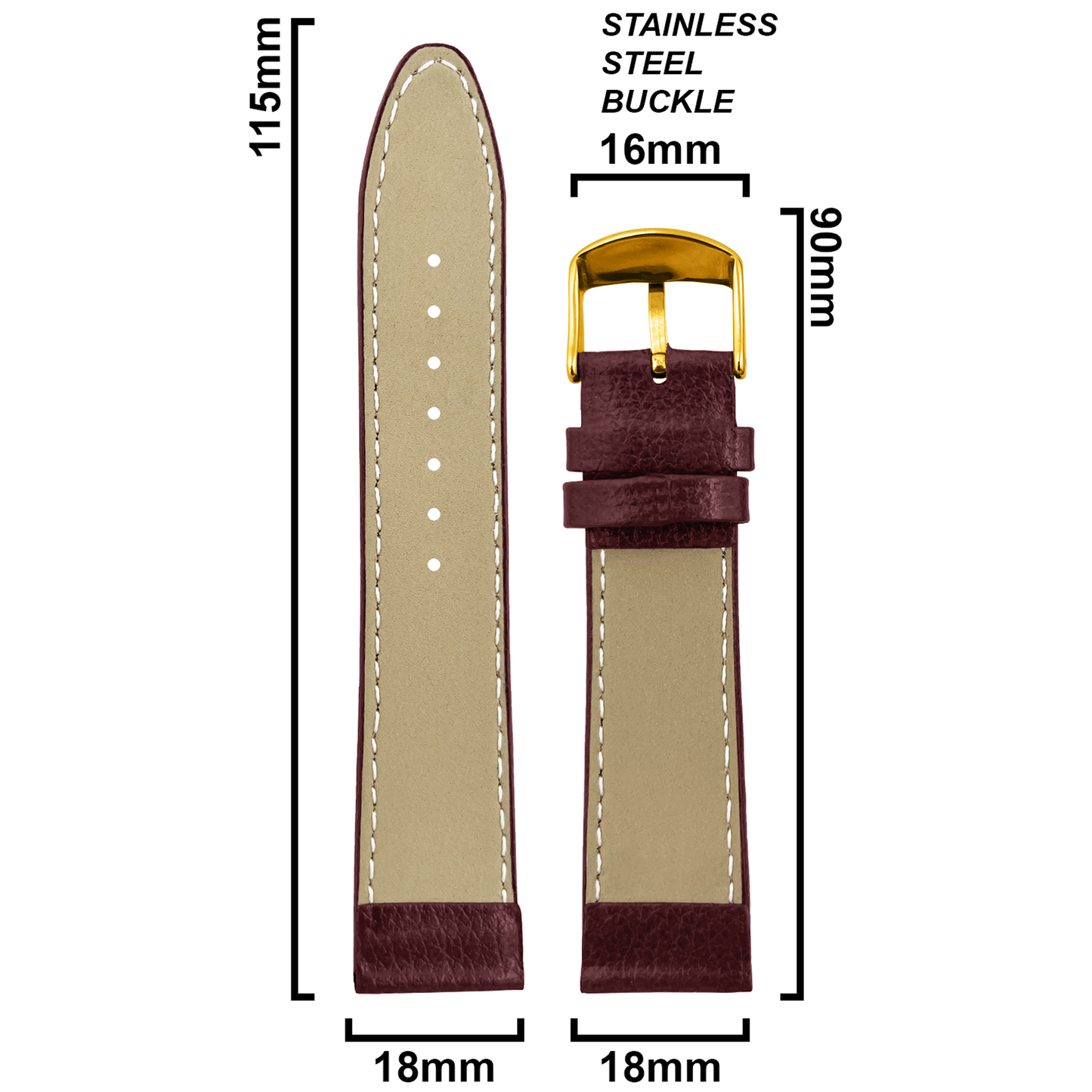 DBLACK [BLIKING] PEBBLE DESIGN, THIN LEATHER STRAP