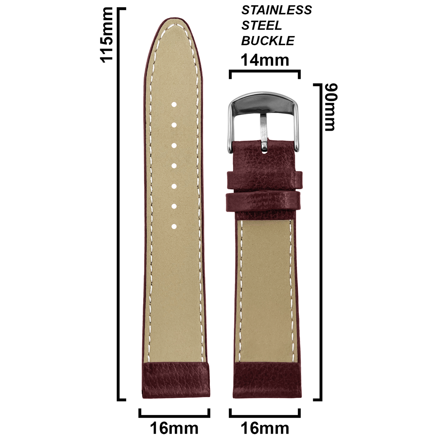 DBLACK [BLIKING] PEBBLE DESIGN, THIN LEATHER STRAP