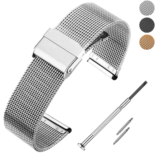 DBLACK [BONEZ] MESH CHAIN, STAINLESS STEEL - PREMIUM WATCH BAND // FOR 08MM , 10MM, 12MM, 14MM, 16MM, 18MM, 20MM, 22MM, OR 24MM (CHOOSE YOUR SIZE & COLOR)