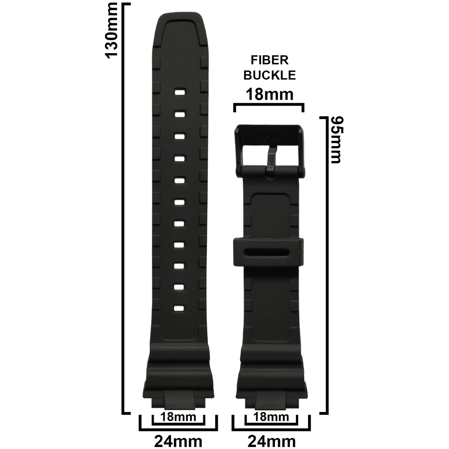DBLACK [CDS2] RESIN WATCH STRAP // FOR "CASIO" AE-1200WH, W-216H & OTHER MODELS