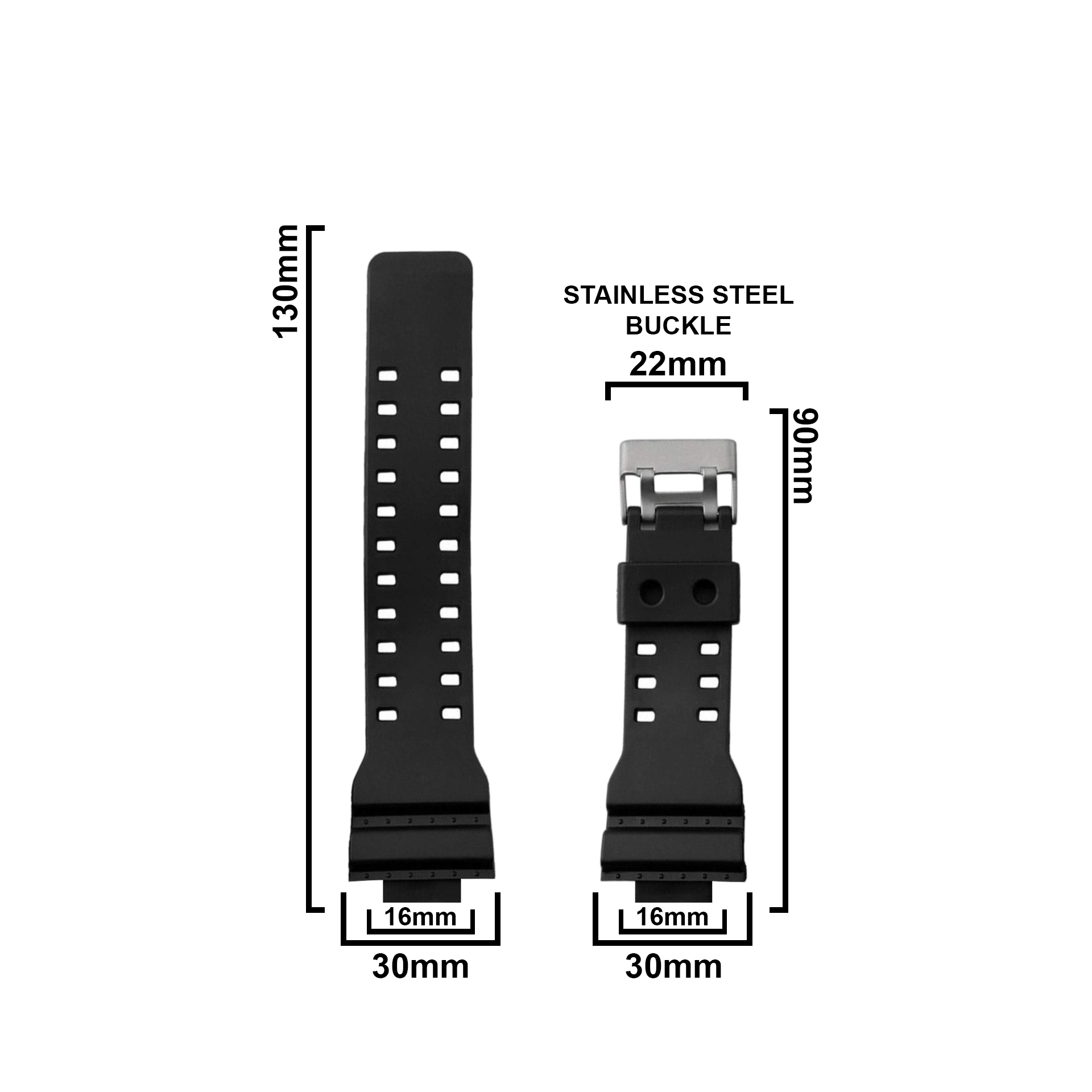 dblack cds3 16mm resin watch strap compatible with