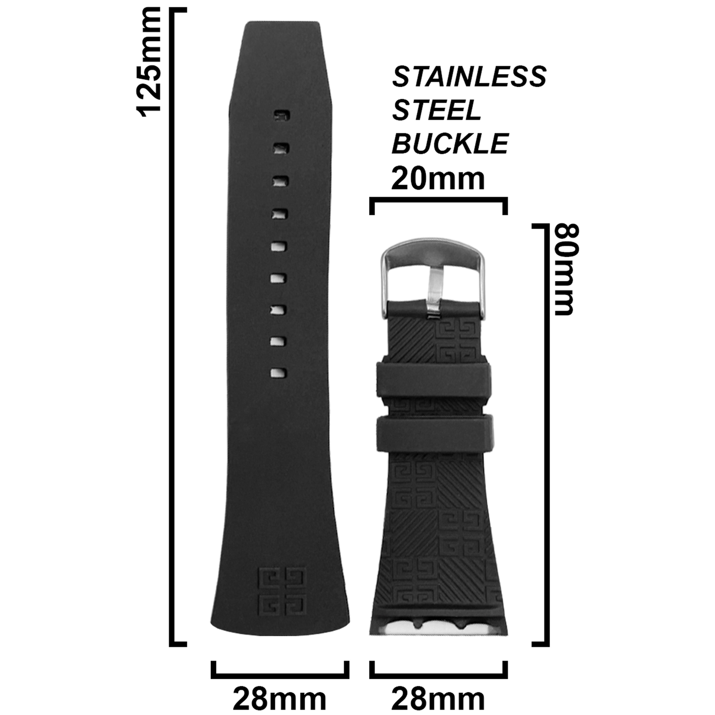 DBLACK [GNDS1] RUBBER WATCH STRAP // FOR GIVENCHY WATCHES