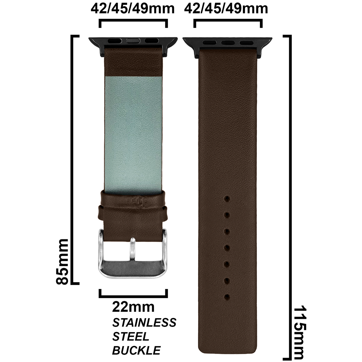 DBLACK [KIZARU] SEAMLESS NO-STITCH, LEATHER WATCH STRAP // DESIGNED FOR "APPLE" SMARTWATCHES