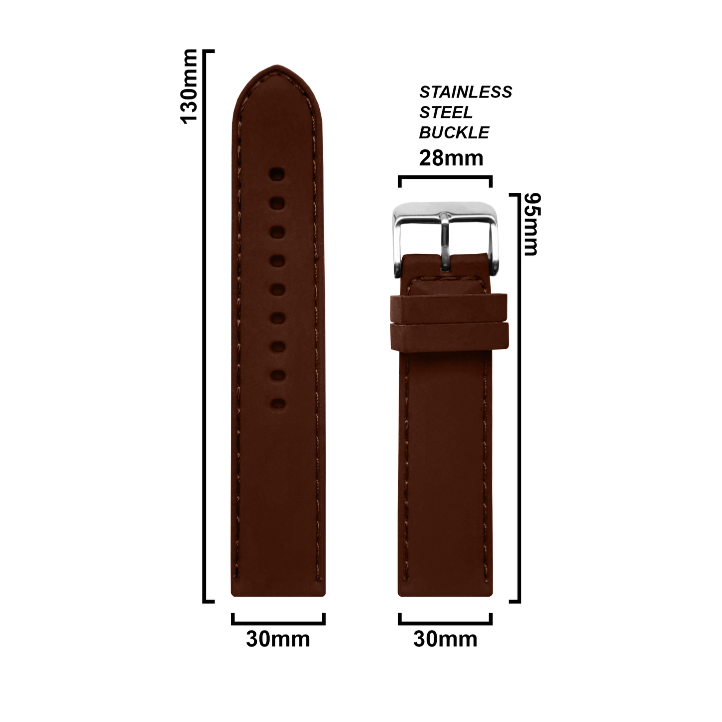 DBLACK [MESEE] BOAT-TIP DESIGN, SILICONE WATCH STRAP