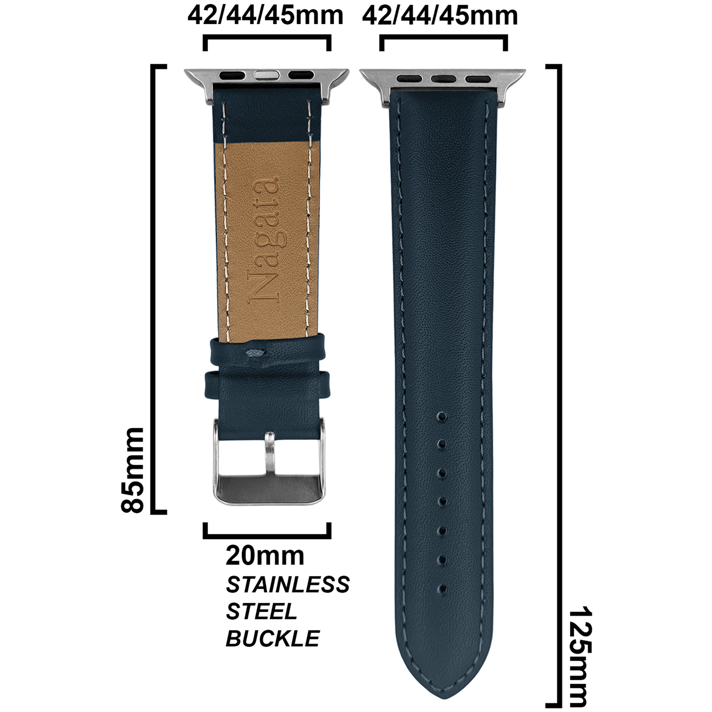 DBLACK [NAGATA2] LEATHER WATCH STRAP // DESIGNED FOR "APPLE" SMARTWATCHES