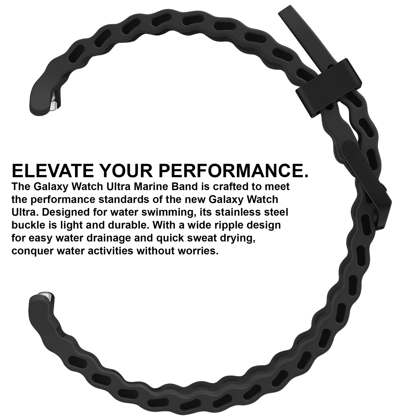 DBLACK [SMGDS2] WAVEY DESIGN, SILICONE STRAP  // FOR SAMSUNG GALAXY WATCH ULTRA MARINE BAND