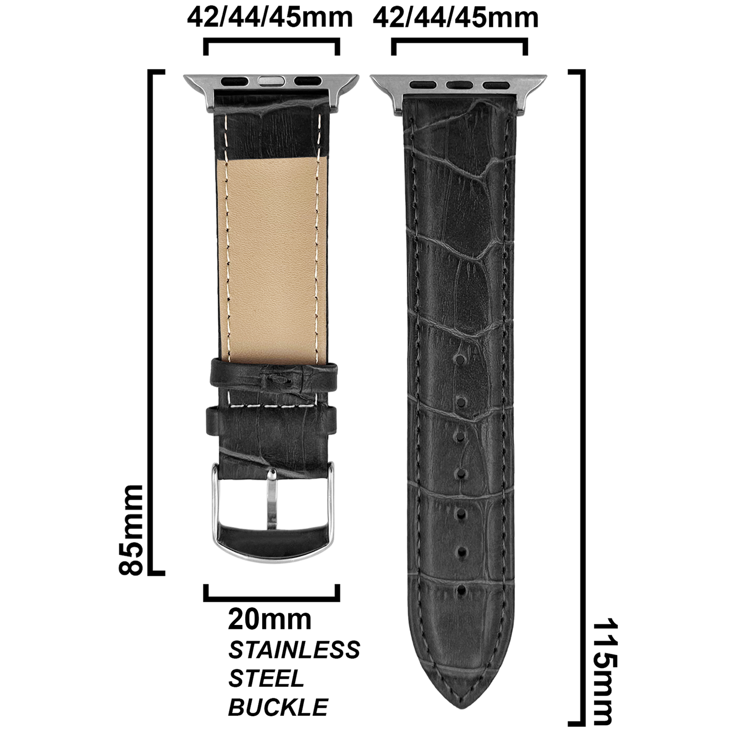 DBLACK [SAND] BAMBOO DESIGN, LEATHER WATCH STRAP // DESIGNED FOR "APPLE" SMARTWATCHES