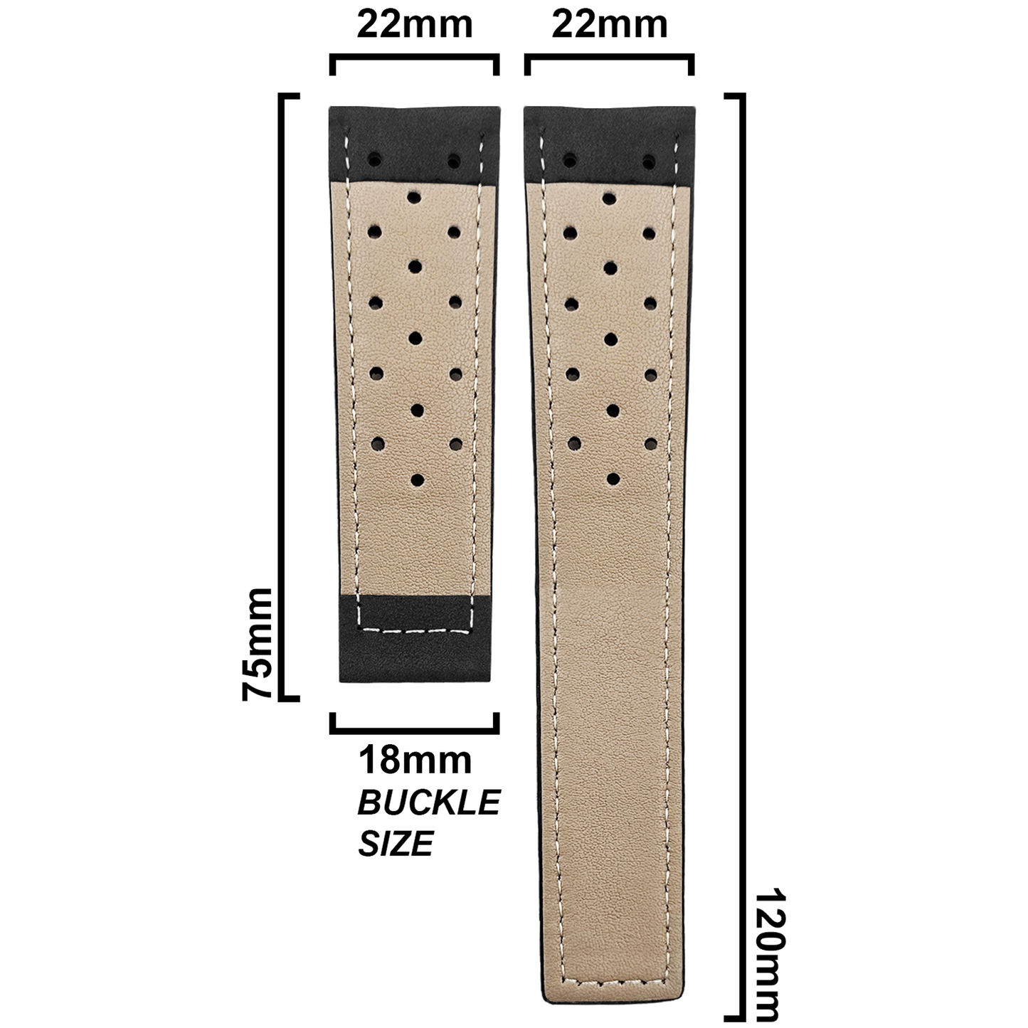 DBLACK [THDS3] HOLE DESIGN, LEATHER STRAP // FOR "TAG HEUER" WATCHES