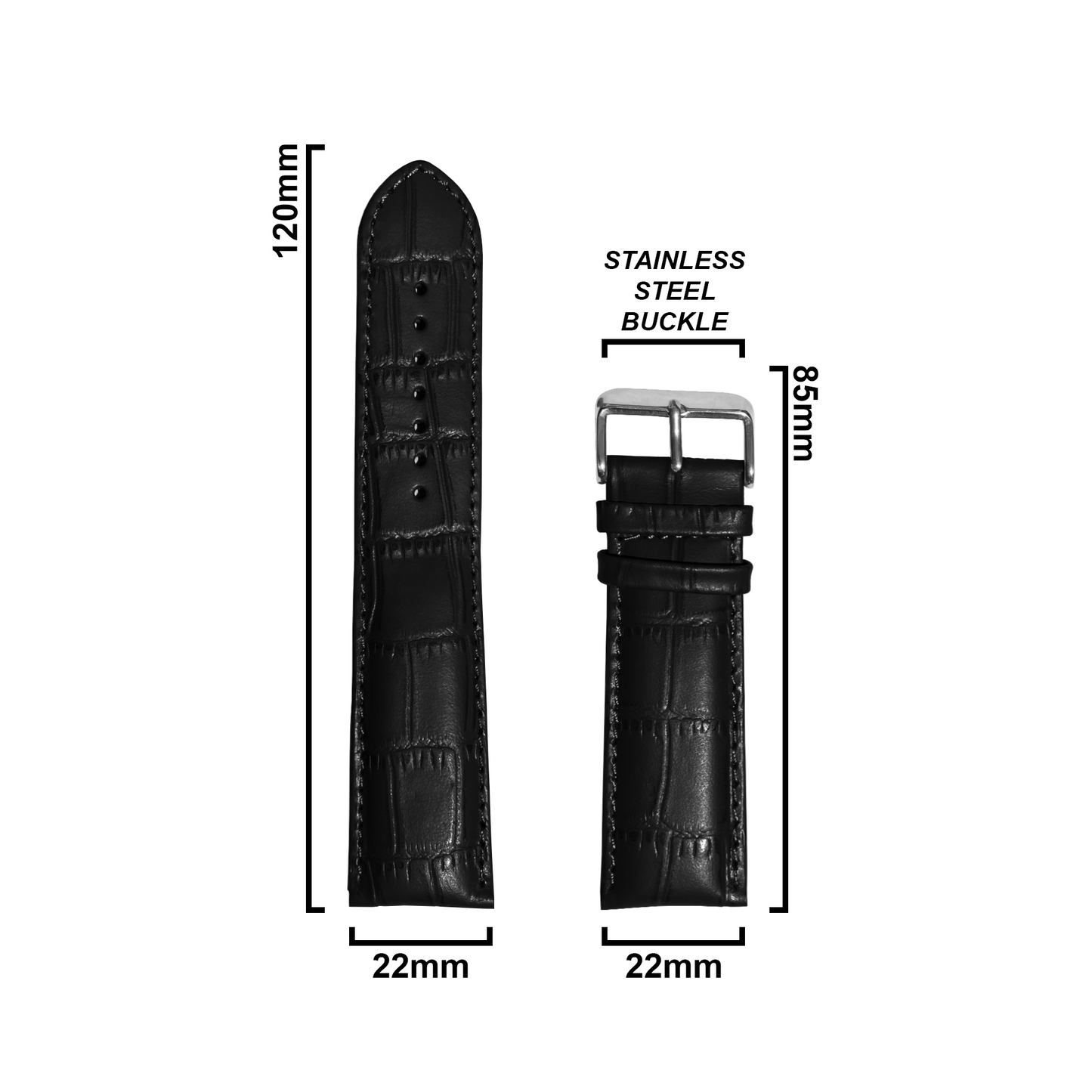 DBLACK [ULTRA] CROCO DESIGN, LEATHER STRAP