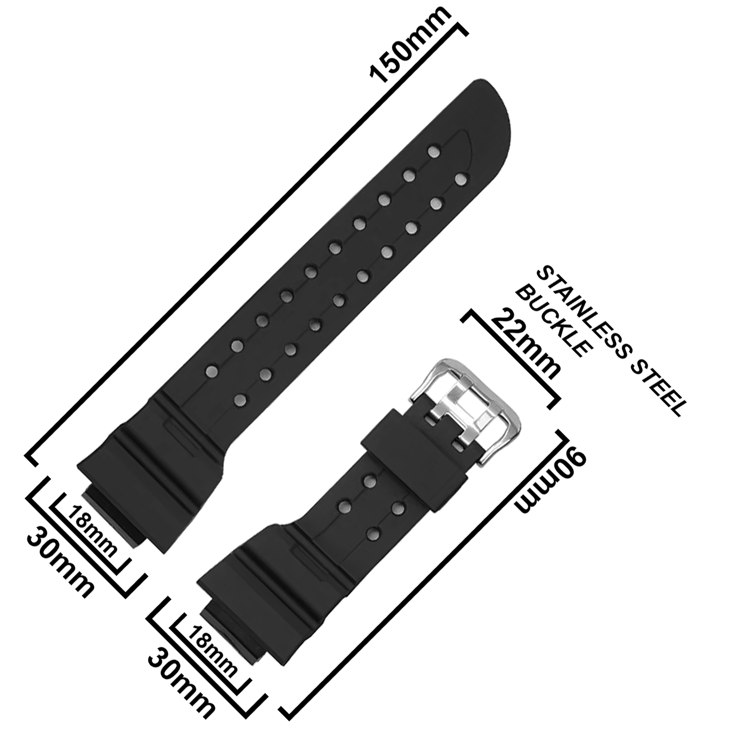 DBLACK [CDS32] RESIN WATCH STRAP // FOR “CASIO G-SHOCK’’ GWF-A1000 & GWF-D1000 MODEL WATCHES