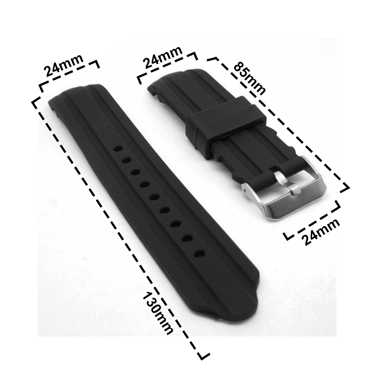 DBLACK [DEMALO] CURVED END DESIGN, SILICONE STRAP