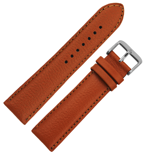 DBLACK [HAKI] BOAT-TIP w/ GRAIN DESIGN 22MM LEATHER WATCH STRAP (CHOOSE YOUR COLOR)