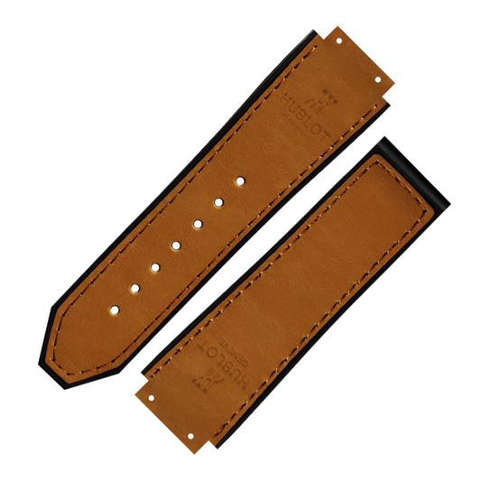 DBLACK [HLS] 25MM PLAIN DESIGN, LEATHER WATCH STRAP // COMPATIBLE WITH "HUBLOT" WATCHES