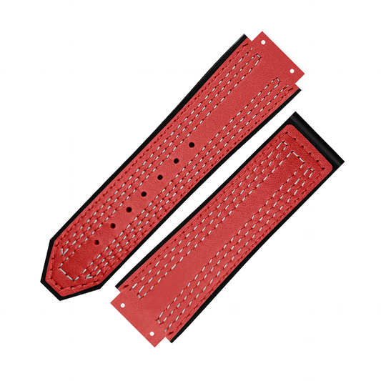 DBLACK [HLS] 25MM PLAIN DESIGN, LEATHER WATCH STRAP // COMPATIBLE WITH "HUBLOT" WATCHES