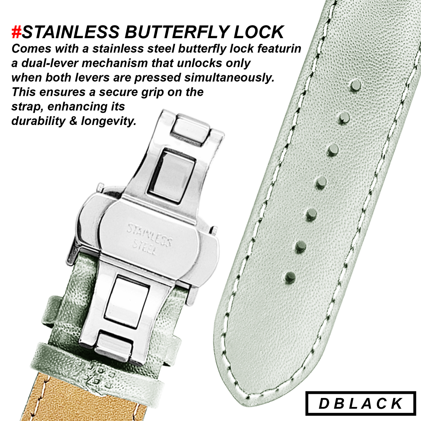 DBLACK [ARLONG] LEATHER STRAP w/ BUTTERFLY LOCK