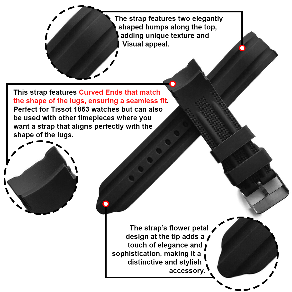 DBLACK [DEMALO] CURVED END DESIGN, SILICONE STRAP