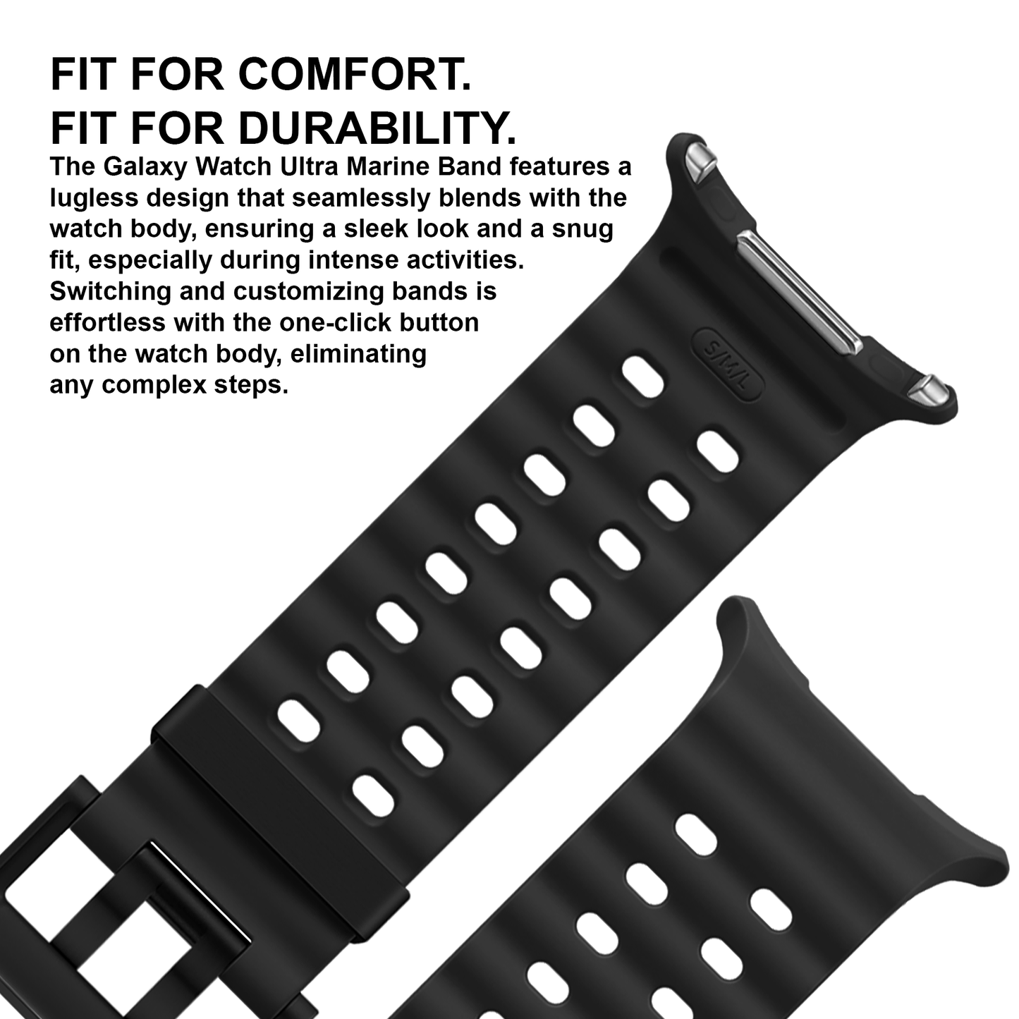 DBLACK [SMGDS2] WAVEY DESIGN, SILICONE STRAP  // FOR SAMSUNG GALAXY WATCH ULTRA MARINE BAND