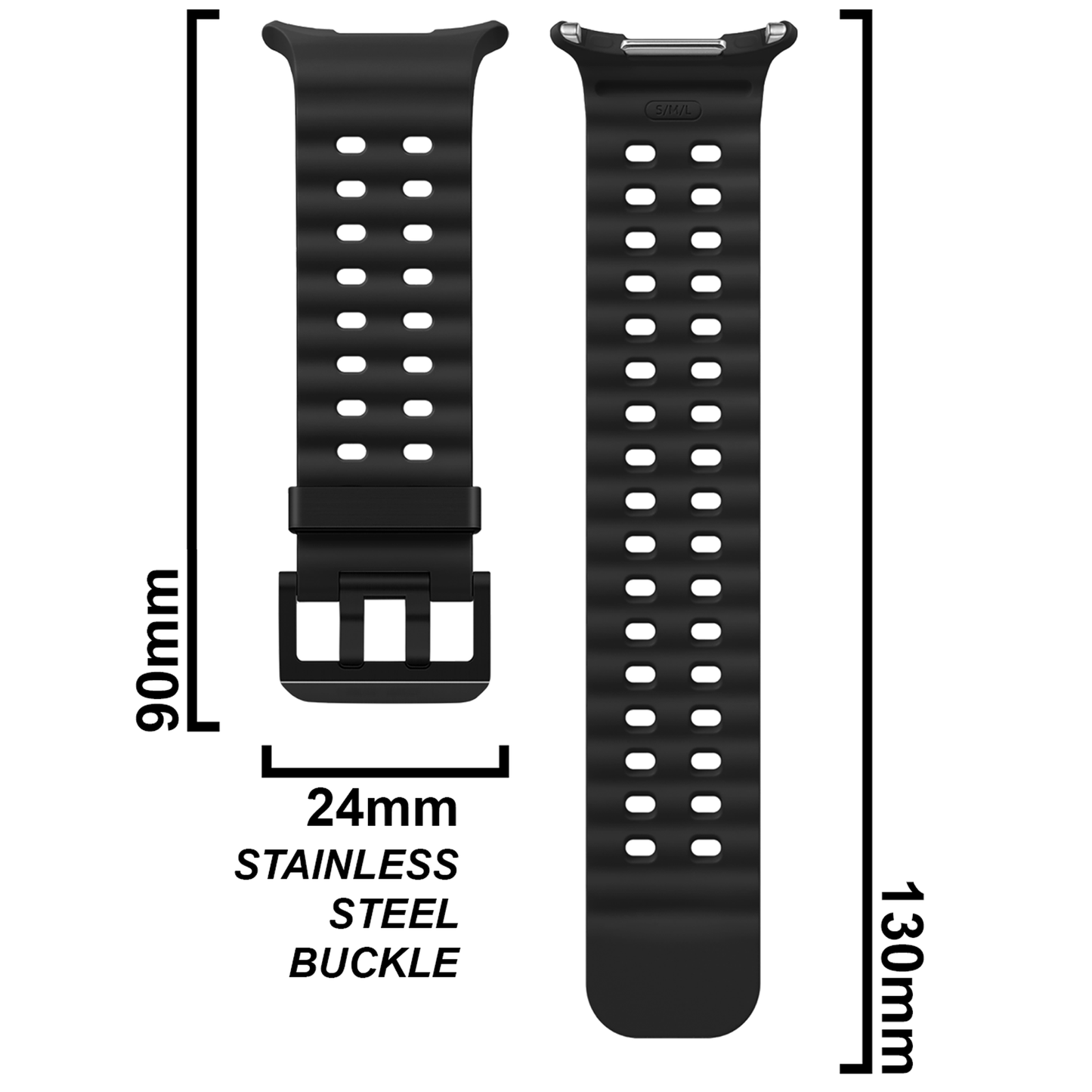 DBLACK [SMGDS2] WAVEY DESIGN, SILICONE STRAP  // FOR SAMSUNG GALAXY WATCH ULTRA MARINE BAND