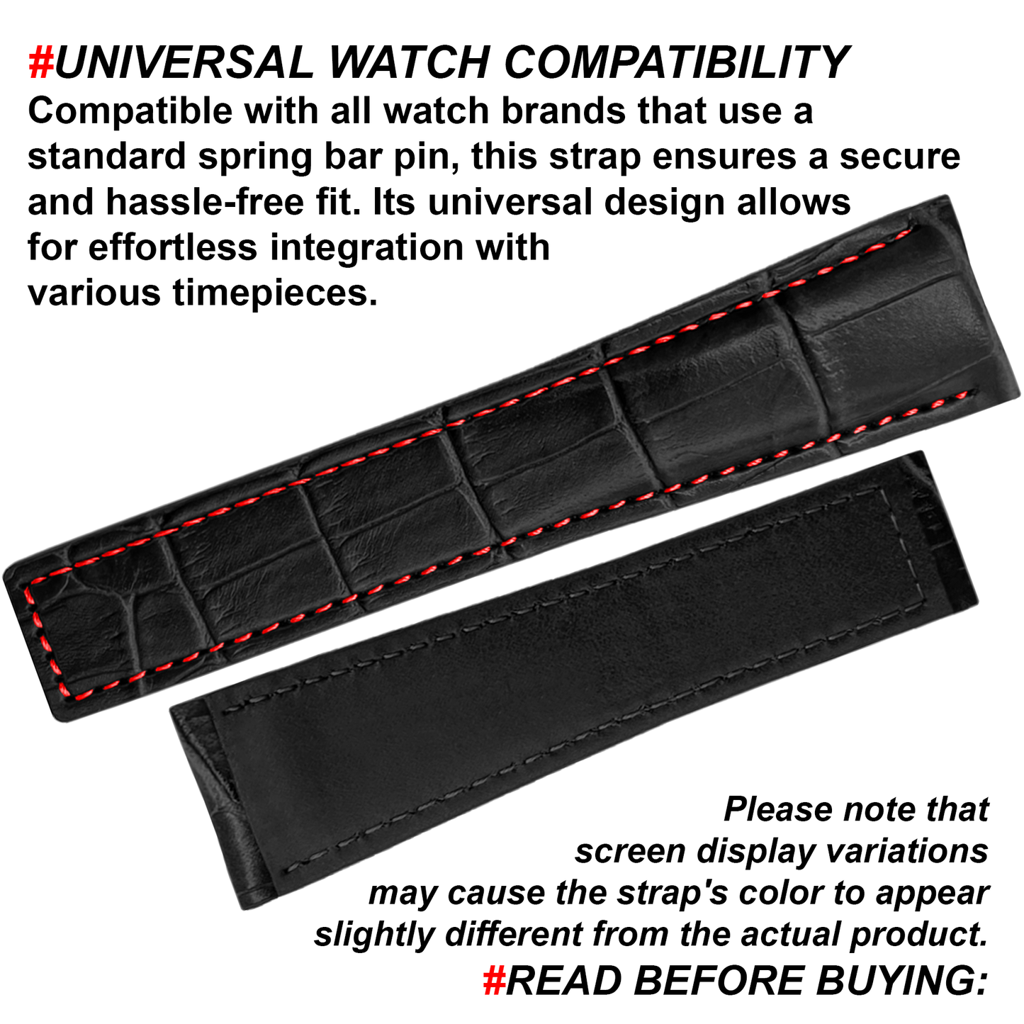 DBLACK [THDS2] CROCO DESIGN, LEATHER STRAP // FOR "TAG HEUER" WATCHES