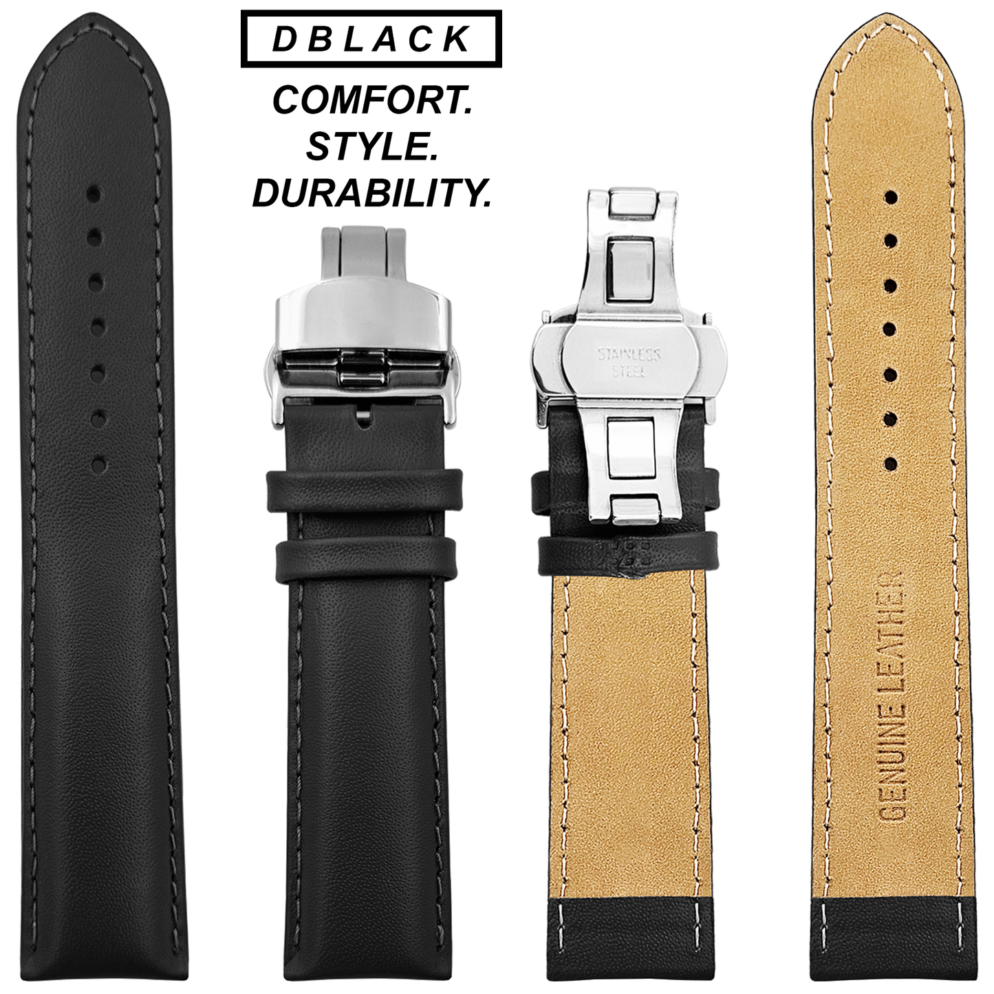 DBLACK [ARLONG] LEATHER STRAP w/ BUTTERFLY LOCK