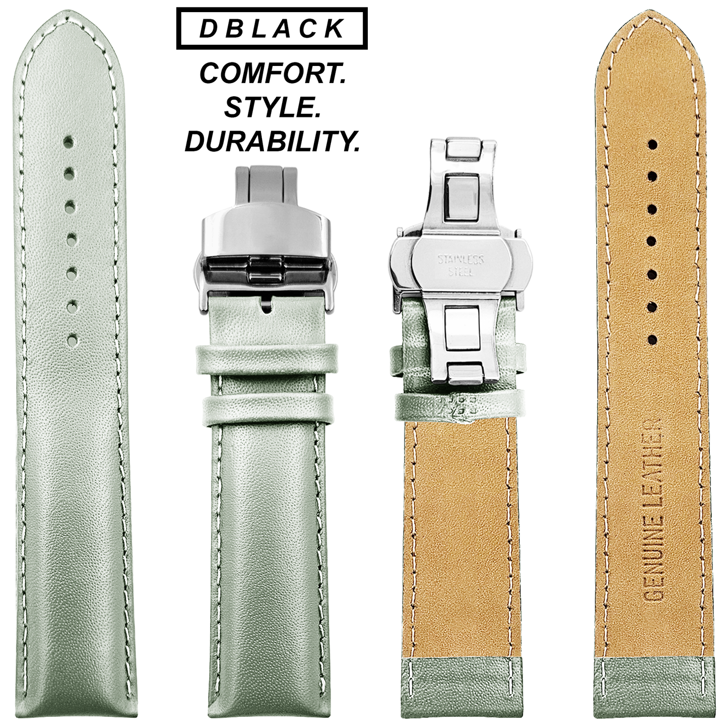 DBLACK [ARLONG] LEATHER STRAP w/ BUTTERFLY LOCK