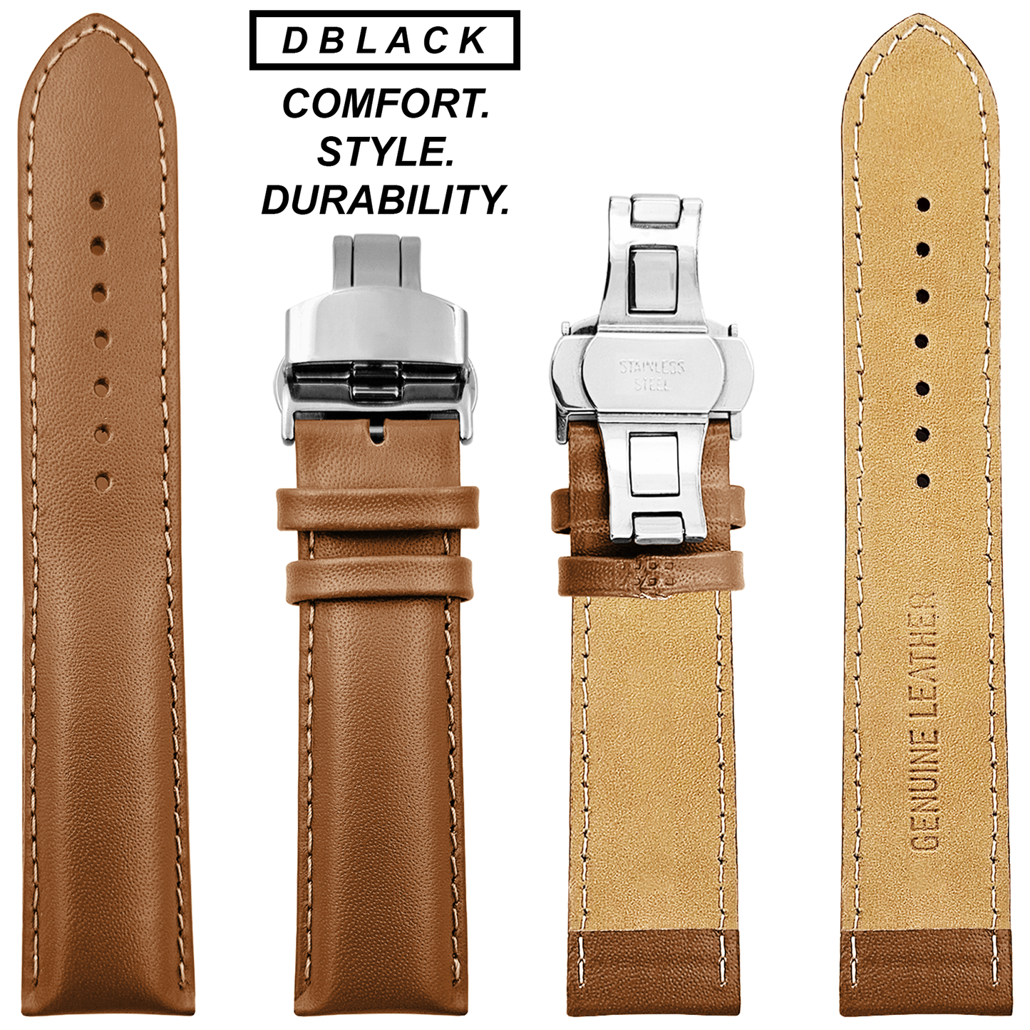 DBLACK [ARLONG] LEATHER STRAP w/ BUTTERFLY LOCK