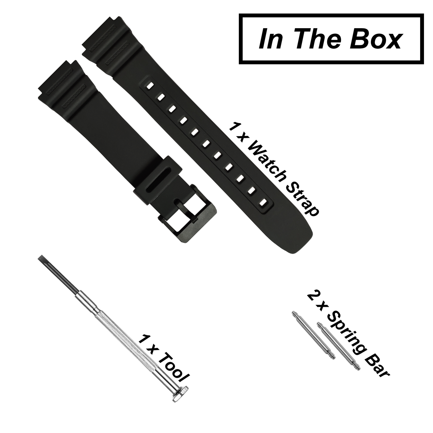 DBLACK [CDS2] RESIN WATCH STRAP // FOR "CASIO" AE-1200WH, W-216H & OTHER MODELS