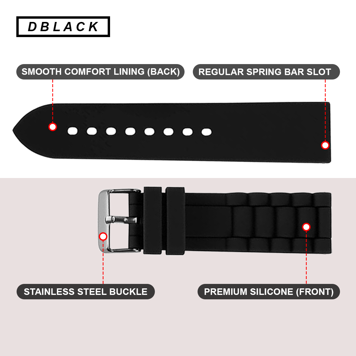 DBLACK [KUMA] CHAIN LINK DESIGN, SILICONE WATCH STRAP