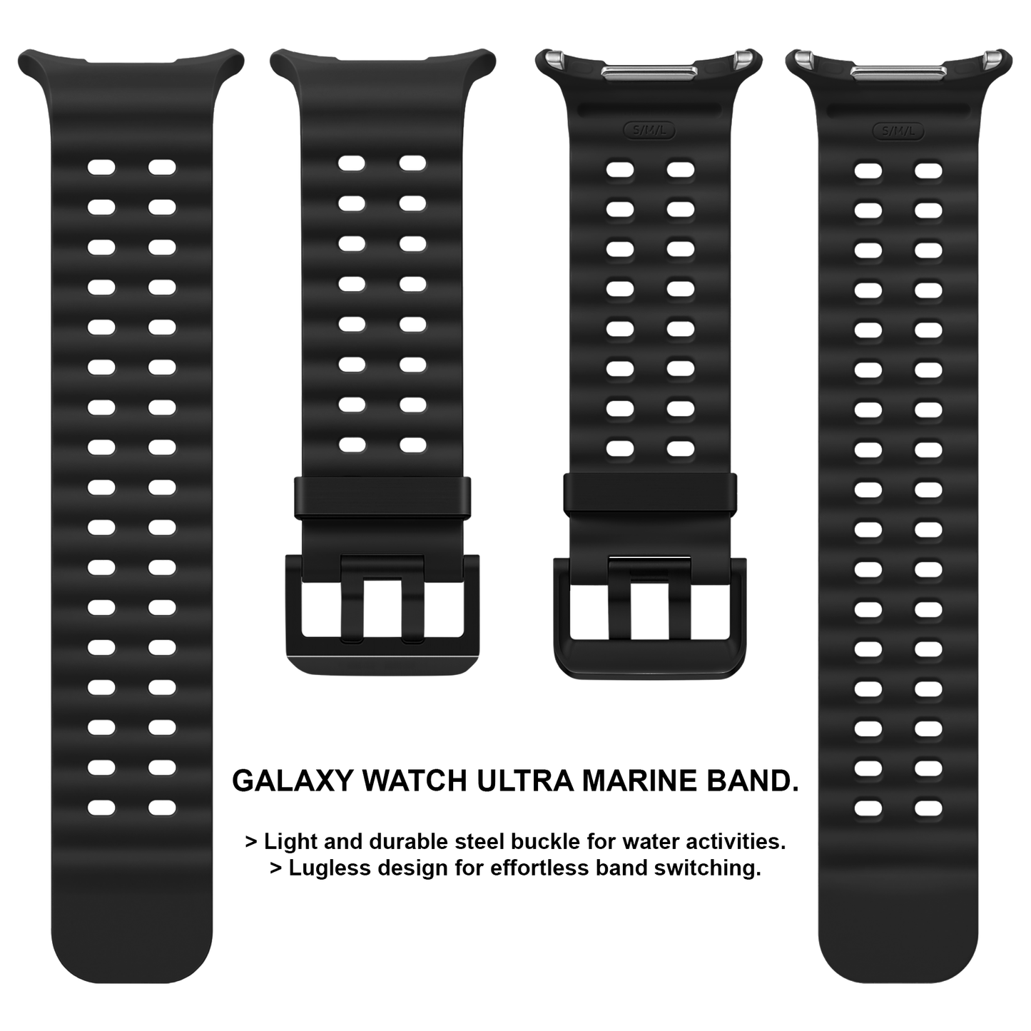 DBLACK [SMGDS2] WAVEY DESIGN, SILICONE STRAP  // FOR SAMSUNG GALAXY WATCH ULTRA MARINE BAND