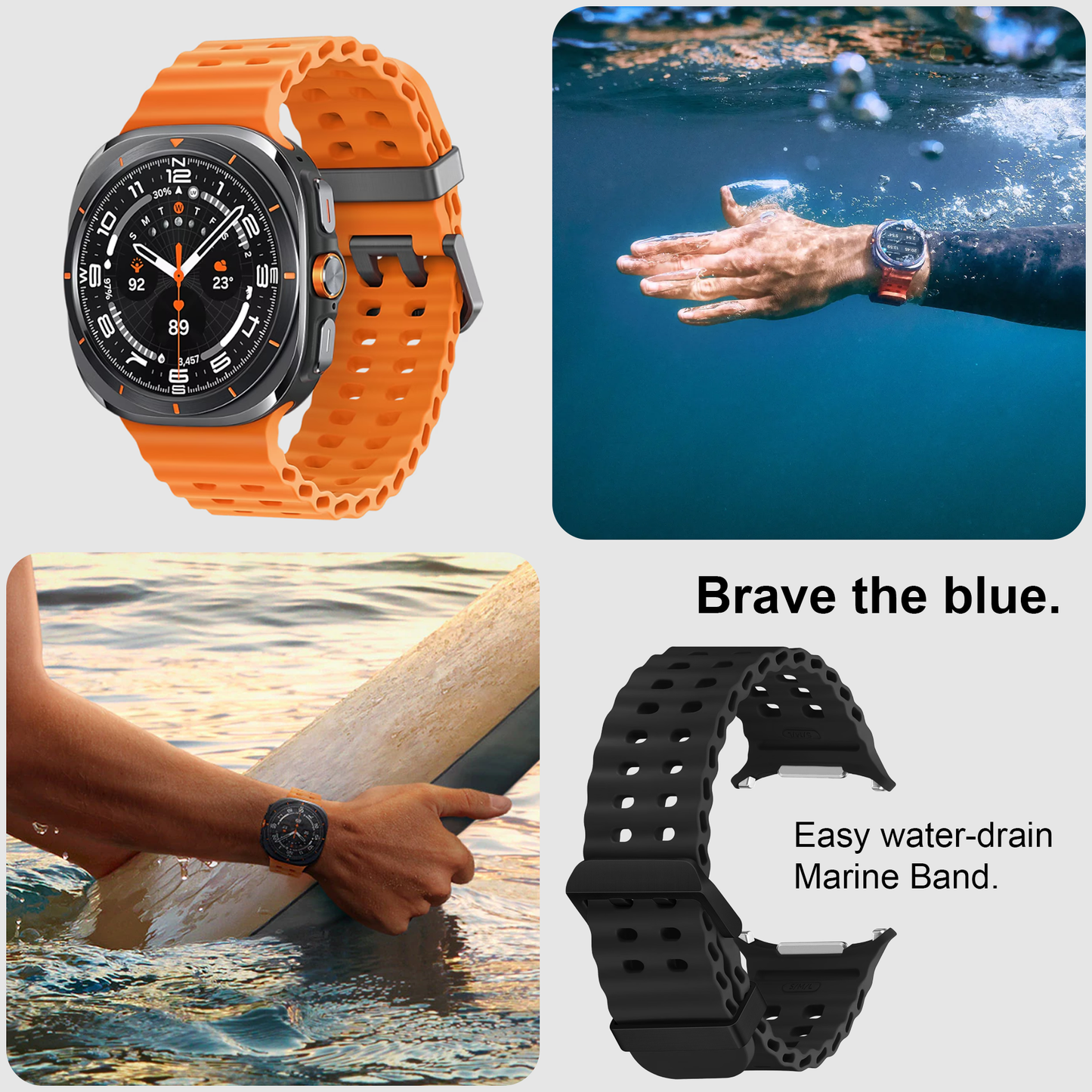 DBLACK [SMGDS2] WAVEY DESIGN, SILICONE STRAP  // FOR SAMSUNG GALAXY WATCH ULTRA MARINE BAND