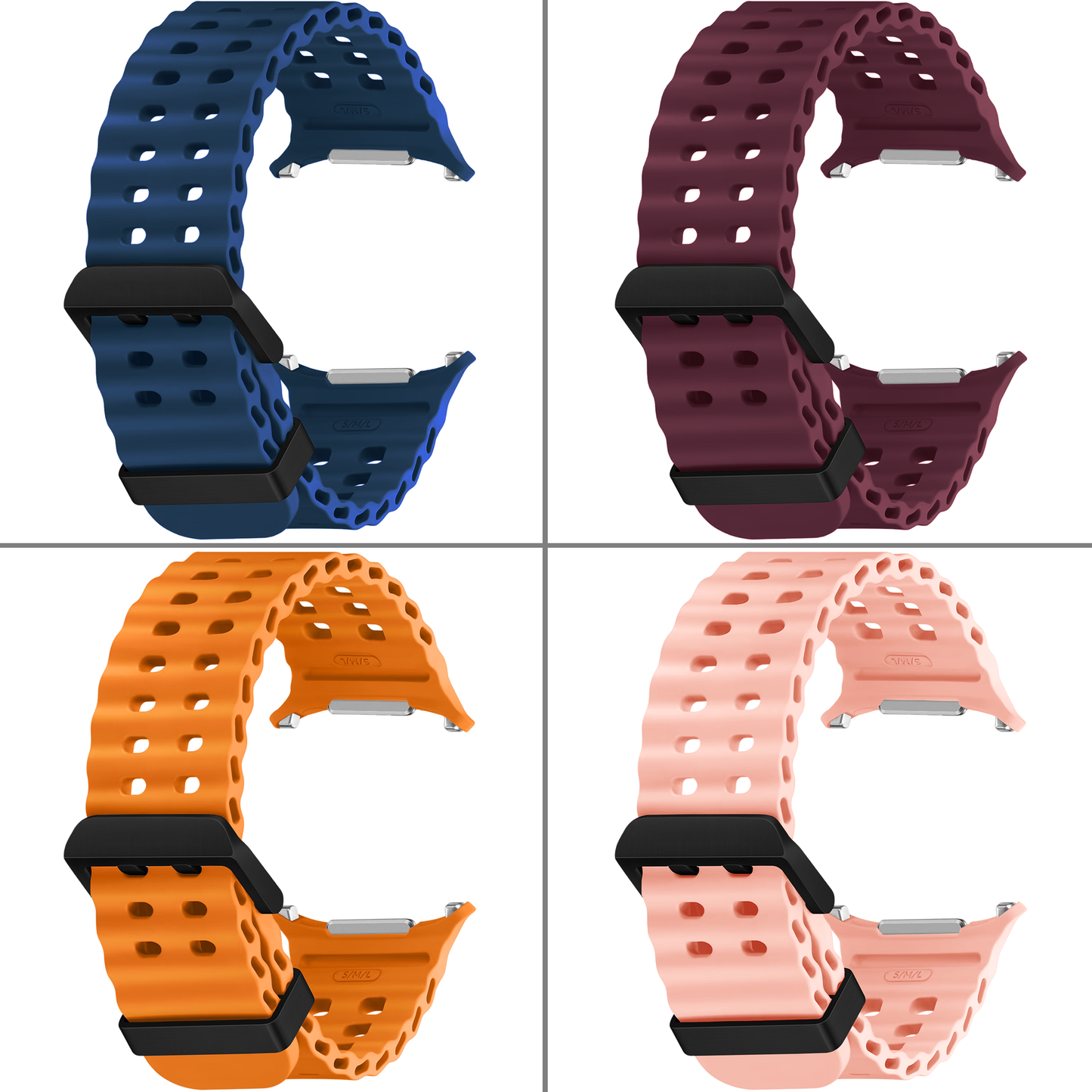 DBLACK [SMGDS2] WAVEY DESIGN, SILICONE STRAP  // FOR SAMSUNG GALAXY WATCH ULTRA MARINE BAND