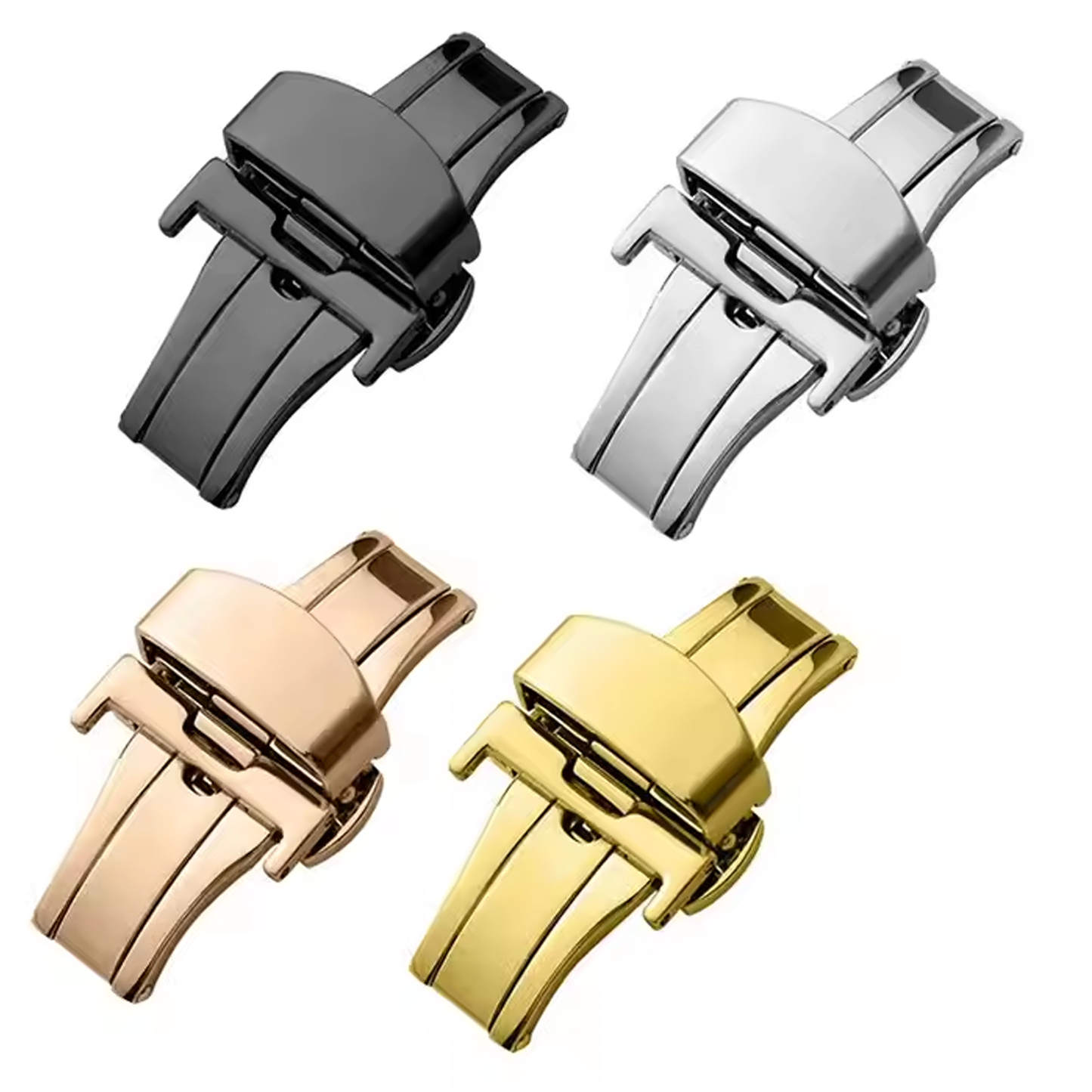 DBLACK [BTRFLY] BUTTERFLY LOCK, STAINLESS STEEL LOCK FOR LEATHER STRAP