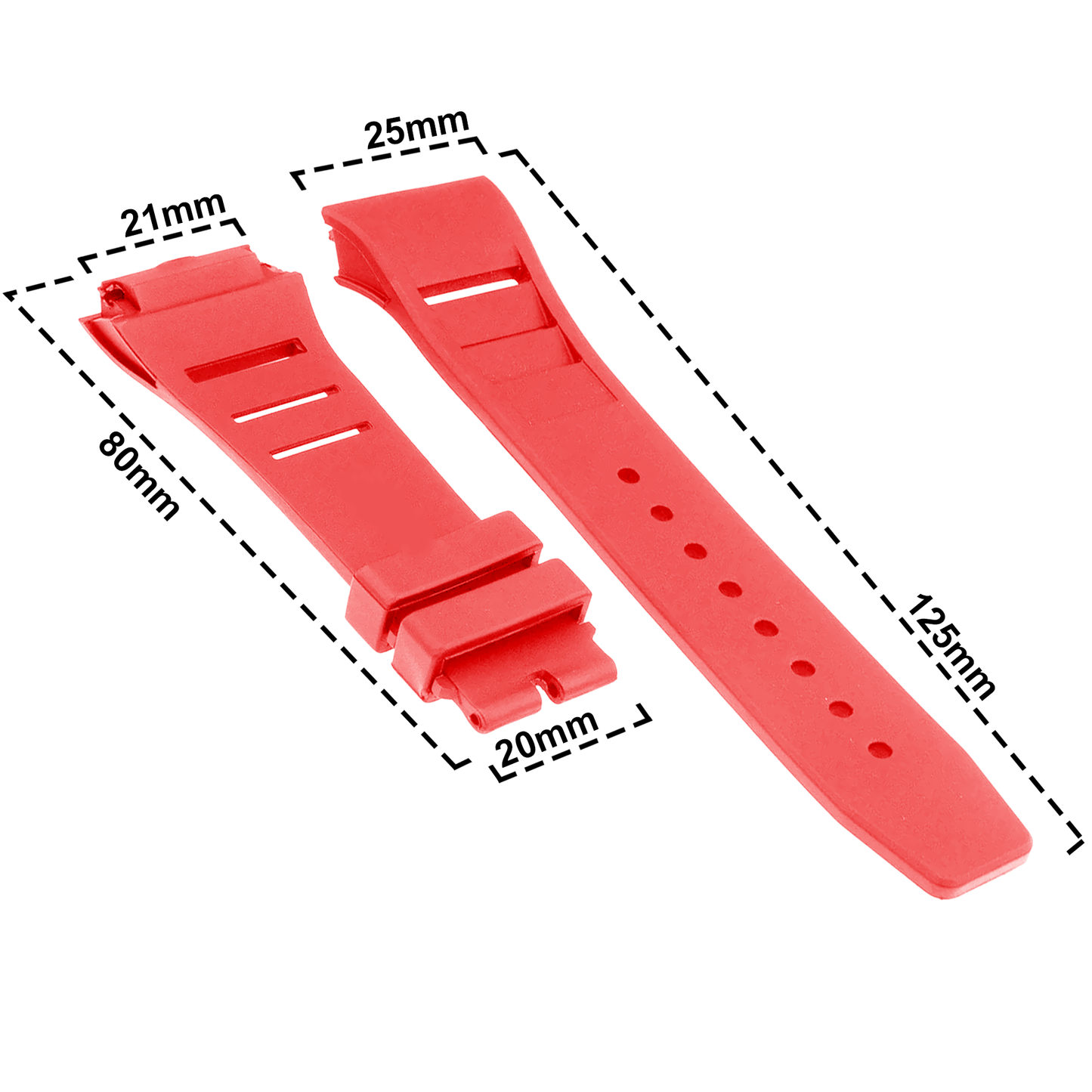 DBLACK [RMDS1] RUBBER WATCH BAND // COMPATIBLE WITH RICHARD MILLE, RM035 RM011 RM055, WATCH MODELS