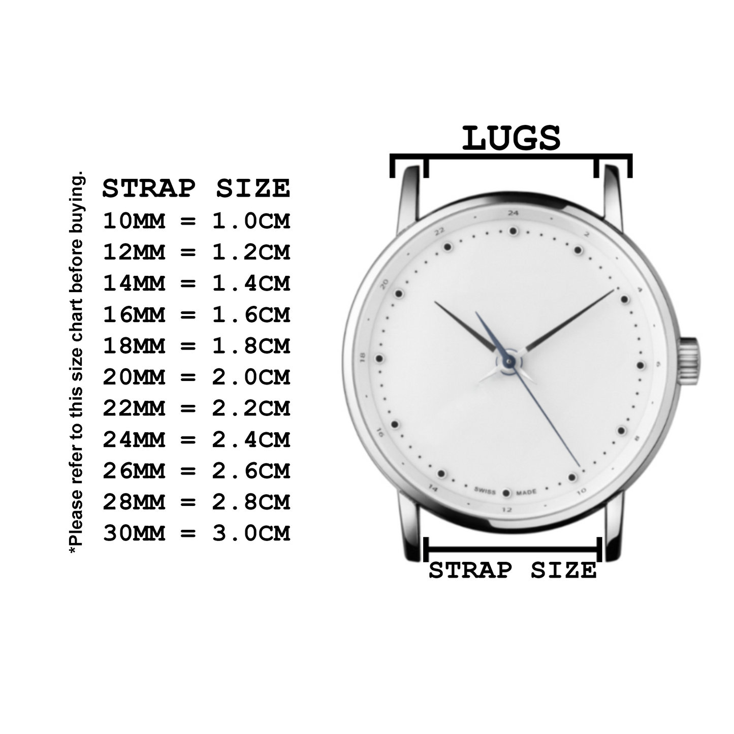 Fossil watch strap best sale size