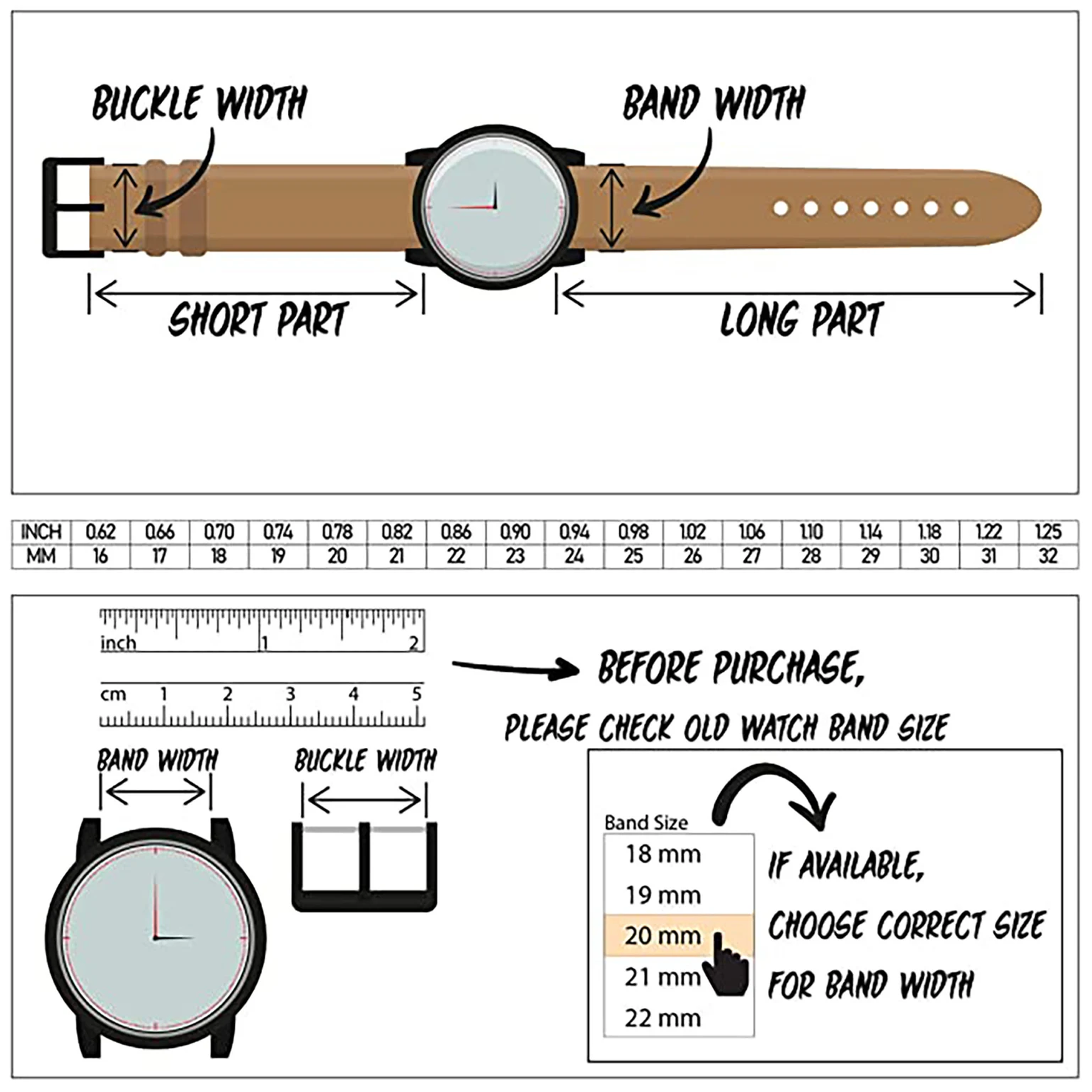Watch Strap Case Diameter Watch Measures Leather Watch Straps