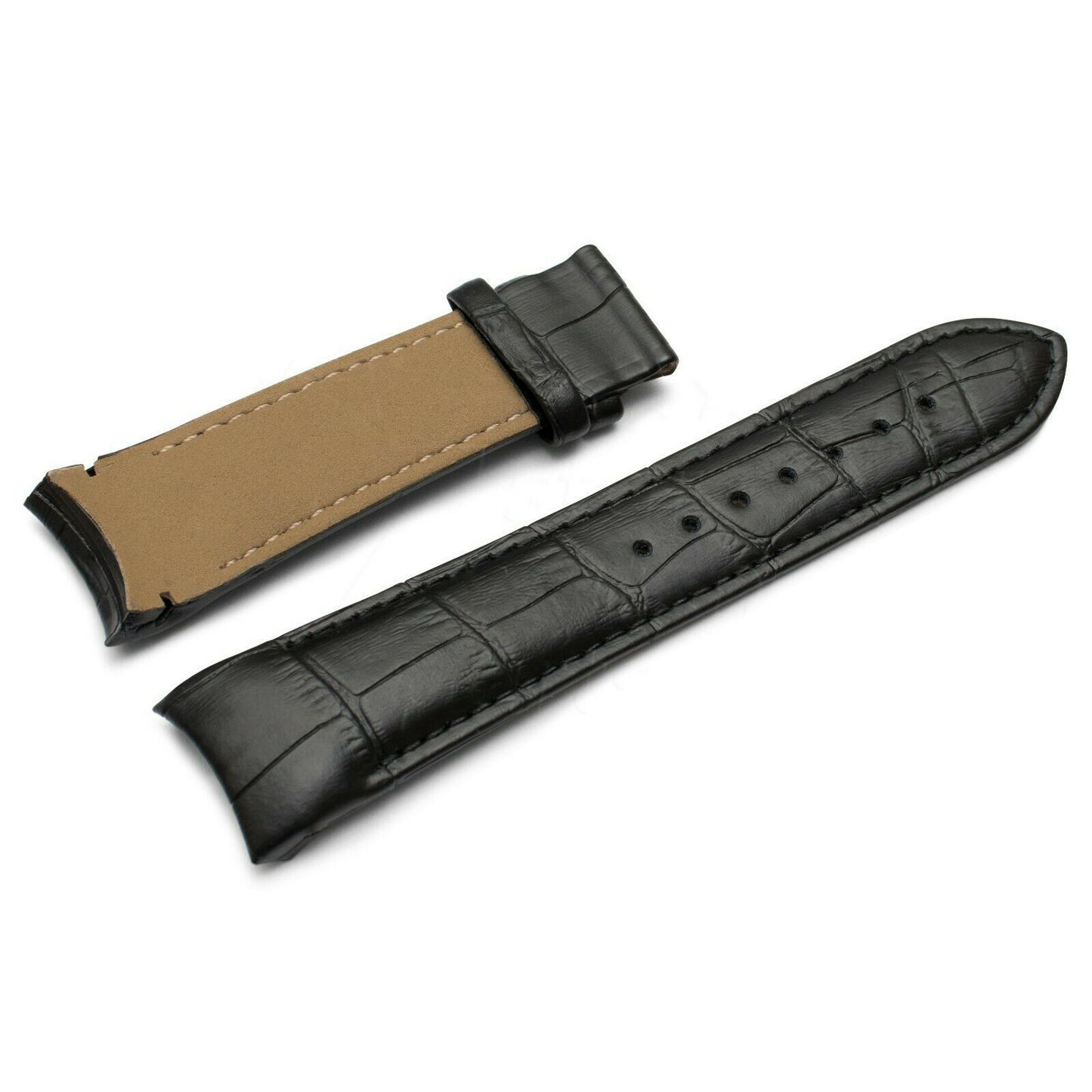 DBLACK [TST-02] CROCO DESIGN, LEATHER WATCH STRAP // PERFECT FOR "TISSOT" COUTURIER 1853 & OTHER MODELS