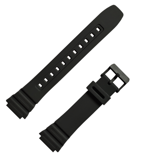 DBLACK [CDS2] 18MM RESIN WATCH STRAP (BLACK) // COMPATIBLE WITH "CASIO" AE-1200WH, AE-1300WH, F-108WH, W-216H & OTHERS WATCHES