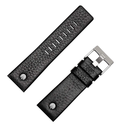 DBLACK [DSLDS-01] GRAIN DESIGN w/ STEEL BUTTON - LEATHER WATCH STRAP // PERFECT FOR "DIESEL" WATCHES