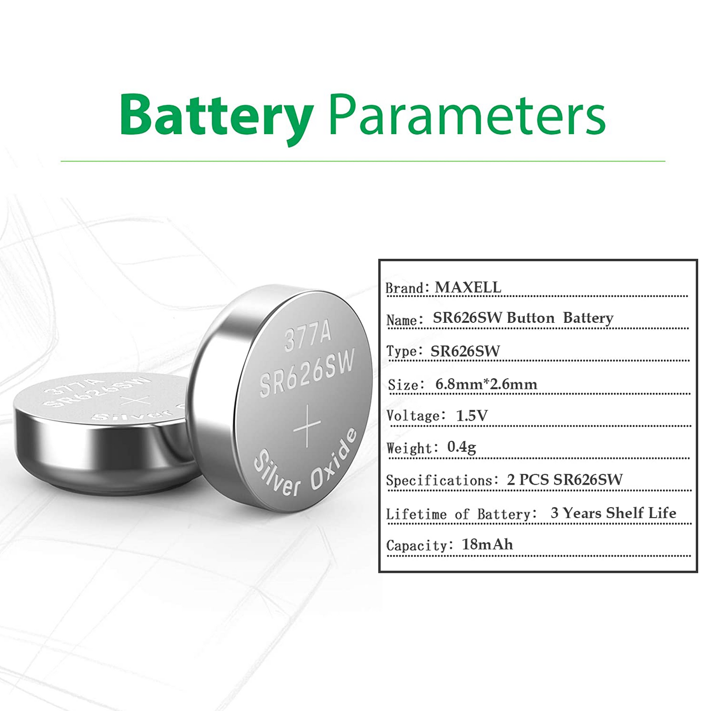 SR626SW 1.5V Button Cell Battery (Pack of 2)