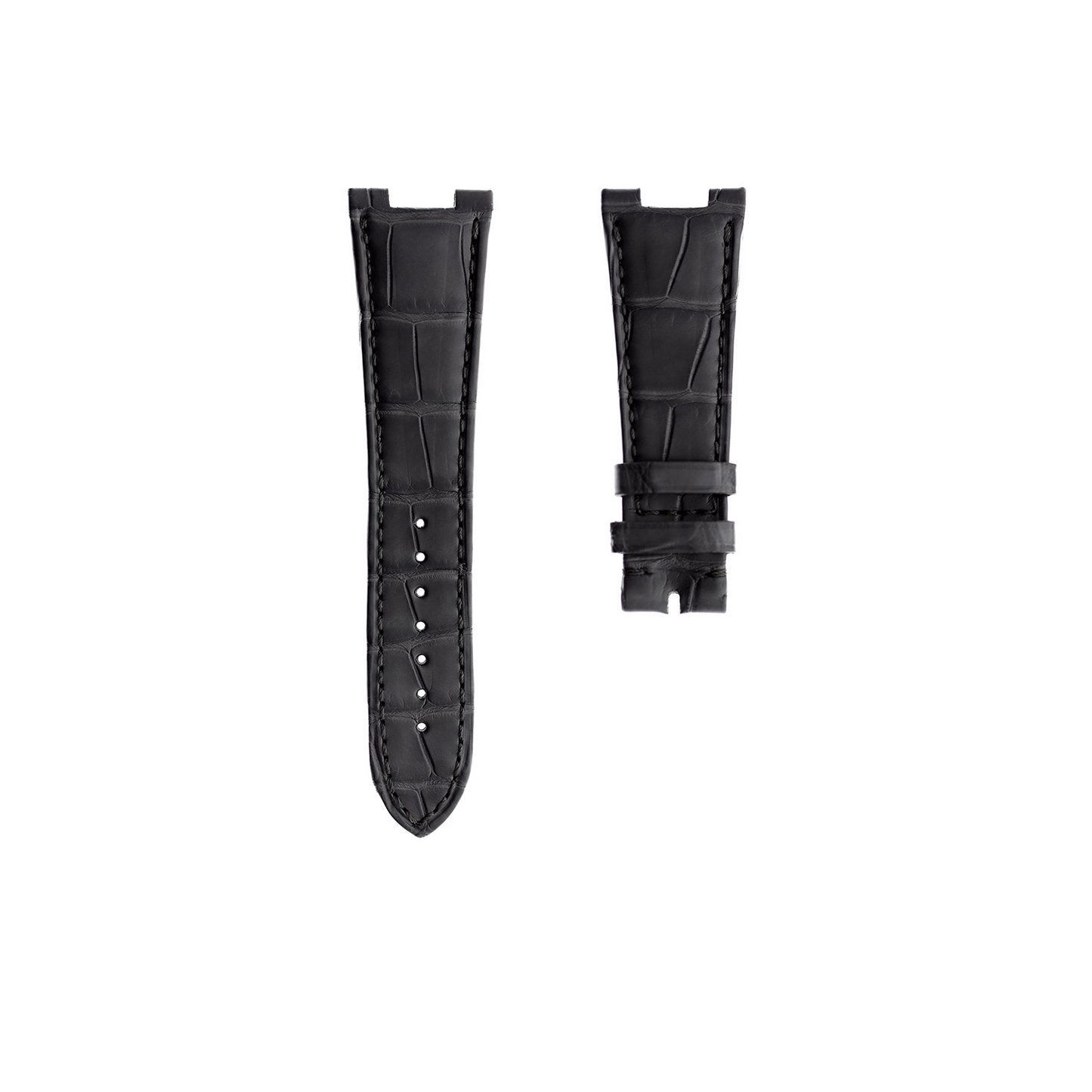 DBLACK [PKPEDS1] 25MM CROCO DESIGN, LEATHER WATCH STRAP (BLACK CROCO) // PERFECT FOR "PATEK PHILIPPE" WATCHES